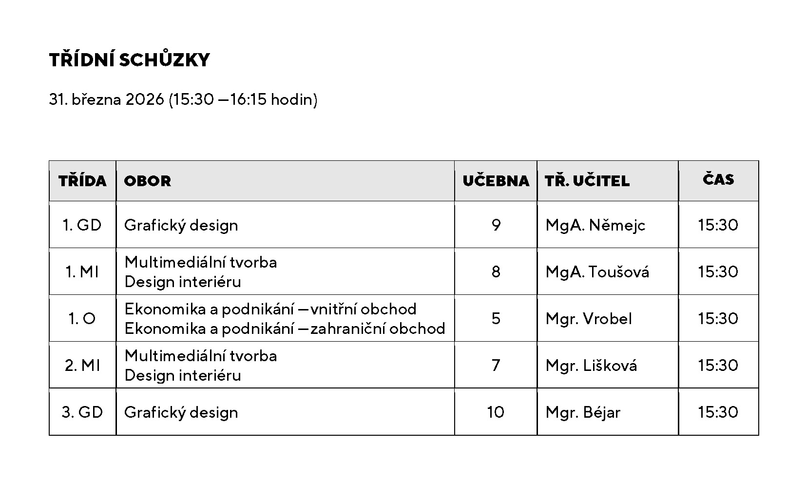tridni schuzky podzim 2025